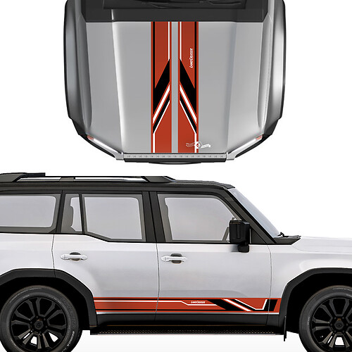 Adesivo per decalcomanie stile sportivo a strisce sul cofano e sui lati Toyota Land Cruiser Prado - Kit grafico in vinile 2
