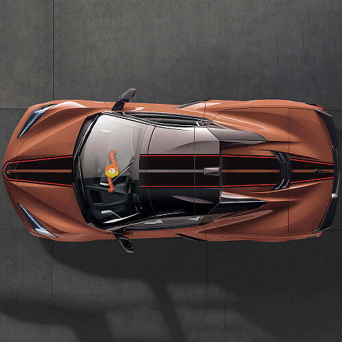 Adesivo Strisce Doppio Posteriore Cofano Tetto Per Modelli Chevrolet Corvette C8 Stingray Eray Z06