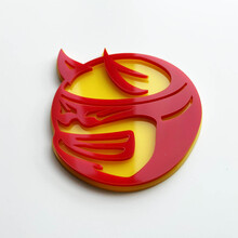 Badge 3D personalizzato Drag Bee Demon Dodge Charger Challenger logo Fender Badge Emblem rosso e giallo
 2
