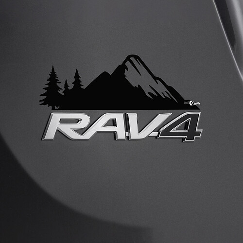 Adesivo decalcomania degli alberi delle montagne sul badge posteriore Toyota Rav4
