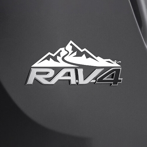Adesivo Decalcomania Montagne sopra il Badge Posteriore Toyota Rav4
