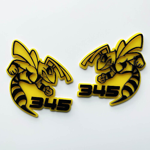 Distintivo 3D Hornet Bee 345 - Emblema distintivo parafango personalizzato per auto e camion
