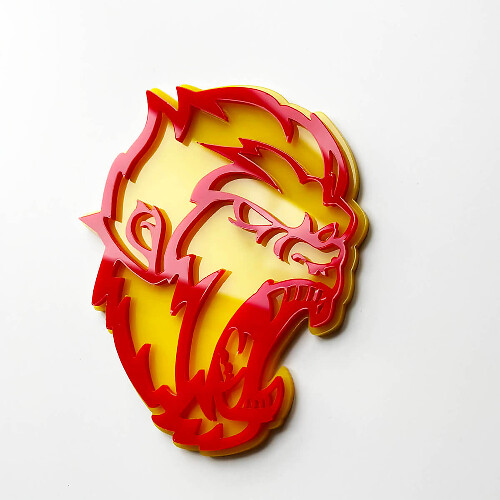 Emblema dei distintivi del parafango 3D Angry Yeti Sasquatch Bigfoot Giallo vs Rosso

