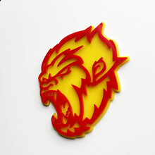 Emblema dei distintivi del parafango 3D Angry Yeti Sasquatch Bigfoot Giallo vs Rosso
 2