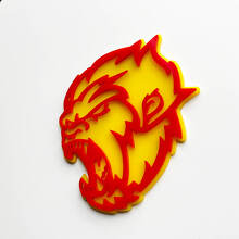 Emblema dei distintivi del parafango 3D Angry Yeti Sasquatch Bigfoot Giallo vs Rosso
 2