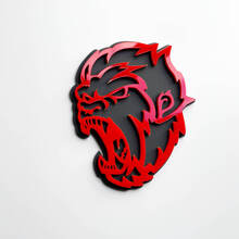 Emblema dei distintivi del parafango 3D Angry Yeti Sasquatch Bigfoot Grigio vs rosso
 2
