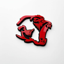 Gorilla Angry 3D Badge Fender Badge Emblema Rosso vs Nero
 3