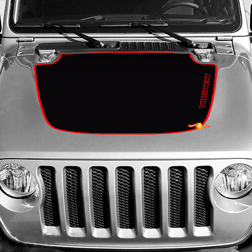 Adesivo Vinile con Contorno Rosso per Cofano Jeep Wrangler