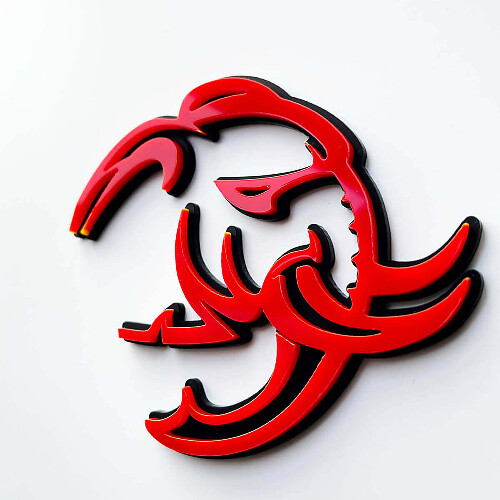 HellElephant 3D Badge Stemmi parafango Emblema Nero vs Rosso
