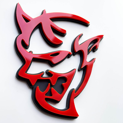 Distintivo 3D personalizzato Demone Dodge Charger Challenger logo Fender Badge Emblem Rosso vs Nero
