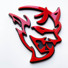Distintivo 3D personalizzato Demone Dodge Charger Challenger logo Fender Badge Emblem Rosso vs Nero
 3