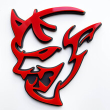 Distintivo 3D personalizzato Demone Dodge Charger Challenger logo Fender Badge Emblem Rosso vs Nero
 4