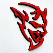 Distintivo 3D personalizzato Demone Dodge Charger Challenger logo Fender Badge Emblem Rosso vs Nero
 6