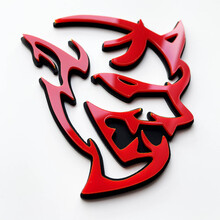 Distintivo 3D personalizzato Demone Dodge Charger Challenger logo Fender Badge Emblem Rosso vs Nero
 7