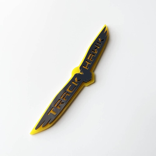 Distintivo 3D Trackhawk - Emblema parafango personalizzato per Jeep Trackhawk Giallo vs Grigio
