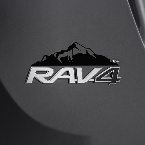 Adesivo decalcomania montagne sul badge Toyota Rav4 posteriore 2
