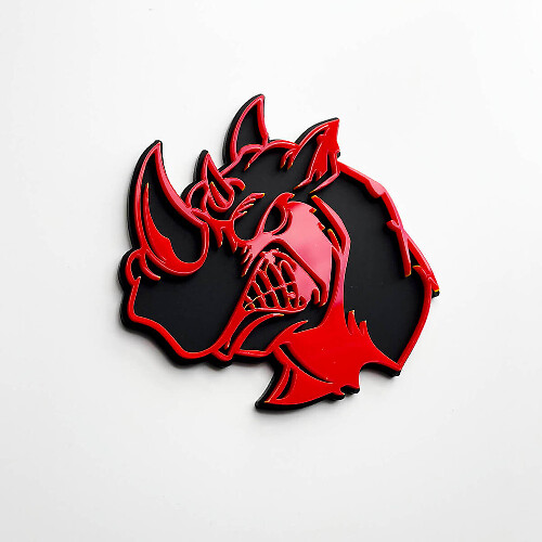 Distintivo con logo 3D Rhino Angry - Emblema parafango personalizzato per auto, camion e SUV
