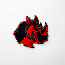 3D Rhino Angry Logo Badge - Emblema Paraurti Personalizzato per Auto, Camion e SUV Rosso vs Nero 4