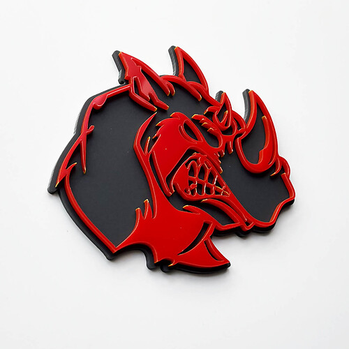 Distintivo con logo 3D Rhino Angry - Emblema parafango personalizzato per auto, camion e SUV Rosso contro grigio
 1