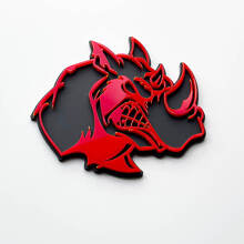 Distintivo con logo 3D Rhino Angry - Emblema parafango personalizzato per auto, camion e SUV Rosso contro grigio
 3