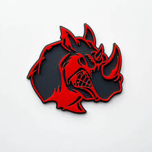 Distintivo con logo 3D Rhino Angry - Emblema parafango personalizzato per auto, camion e SUV Rosso contro grigio
 4