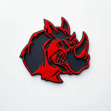 Distintivo con logo 3D Rhino Angry - Emblema parafango personalizzato per auto, camion e SUV Rosso contro grigio
 4