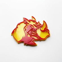Distintivo con logo 3D Rhino Angry - Emblema parafango personalizzato per auto, camion e SUV Rosso contro giallo
 3