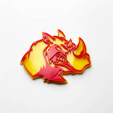 Distintivo con logo 3D Rhino Angry - Emblema parafango personalizzato per auto, camion e SUV Rosso contro giallo
 3