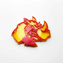 Distintivo con logo 3D Rhino Angry - Emblema parafango personalizzato per auto, camion e SUV Rosso contro giallo
 3