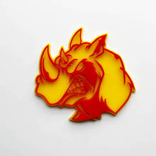 Distintivo con logo 3D Rhino Angry - Emblema parafango personalizzato per auto, camion e SUV Rosso contro giallo
 4