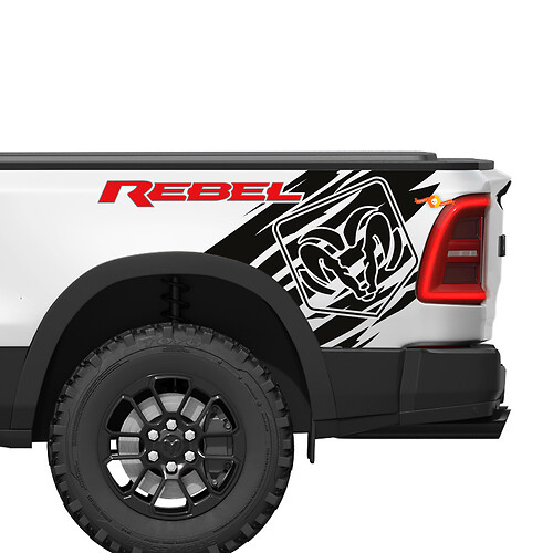 Dodge Ram Rebel Grunge Logo camion letto vinile adesivo decalcomania grafica
