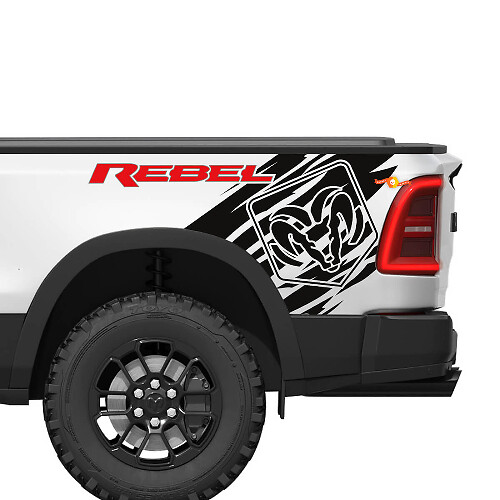 Kit adesivi in vinile Logo Rebel Grunge posteriore per Dodge Ram