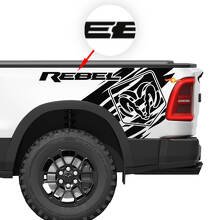 Kit adesivi in vinile Logo Rebel Grunge posteriore per Dodge Ram_2