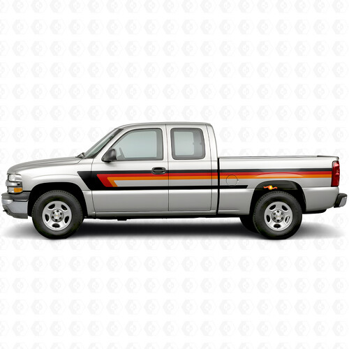 Strisce Retro in Vinile per Parte Superiore della Finestratura e Lati del Cassone per Chevrolet Silverado 1500 GMT800 1999-2007