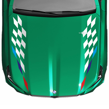Decalcomania per cofano con bandiera a scacchi Stripes Racing M Colors per BMW Serie 5 G60 M5 G90
 2