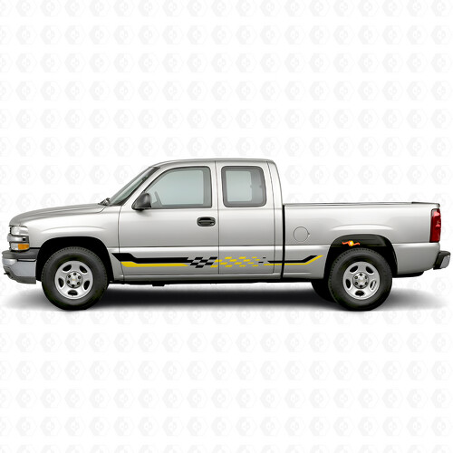 Strisce in vinile a scacchi per porta di gara e pannello laterale per Chevrolet Silverado 1500 GMT800 1999-2007_1