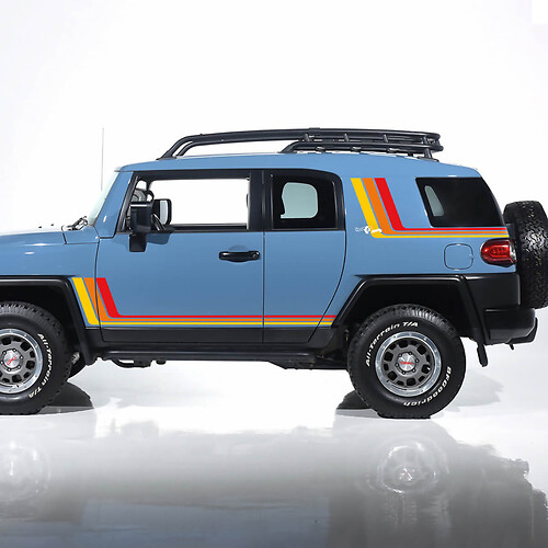 Grafica adesivi per decalcomanie laterali a strisce retrò vintage - adatta per Toyota FJ Cruiser
