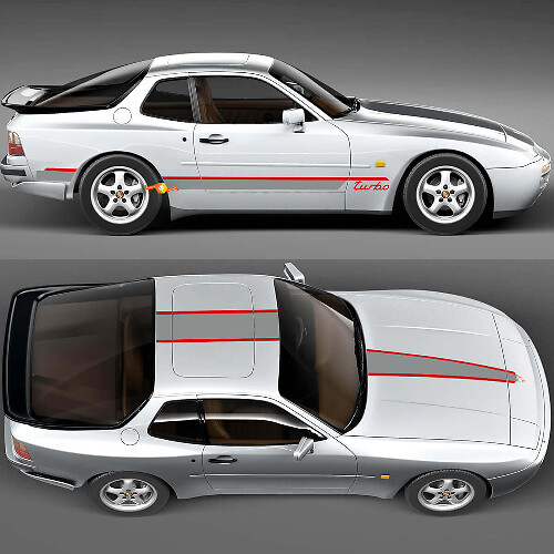 Kit tetto cofano Porsche 944 Turbo Stripes Sides - Grafica personalizzata in vinile
