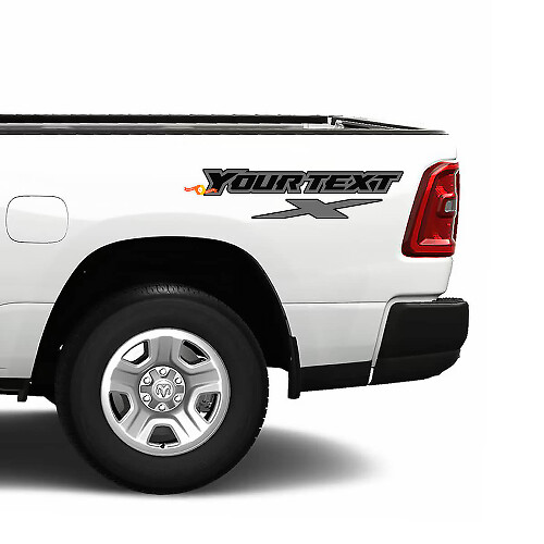 Set di Adesivi in Vinile Testo Personalizzato con Logo X Posteriore per Dodge Ram 1500