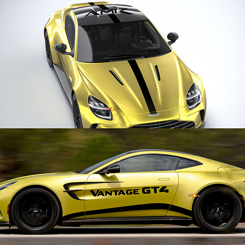 Kit completo Aston Martin V8 Vantage amr pro Stripe Hood Tetto Tronco Laterale Vinile Decalcomanie Adesivi
