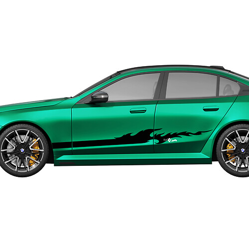 Kit decalcomanie strisce laterali Flame Racing per BMW Serie 5 G60 M5 G90 - Adesivi in ​​vinile SupDec Graphix
