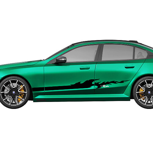 Kit decalcomanie strisce laterali Flame Racing per BMW Serie 5 G60 M5 G90 - Adesivi in ​​vinile SupDec Graphix
