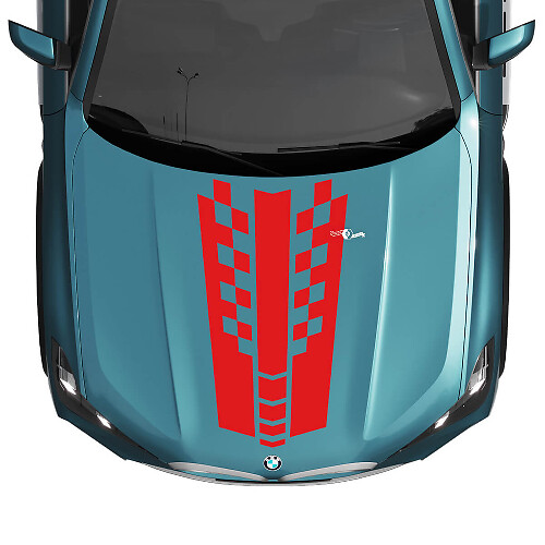 Decalcomania a strisce a scacchi sul cofano BMW X5 G05 - Vinile M Performance
