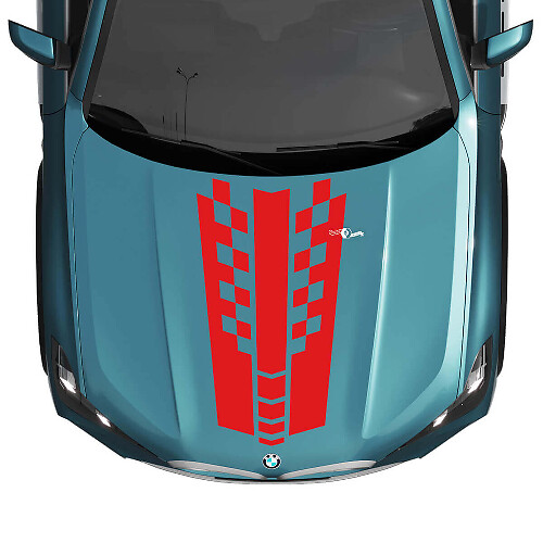 Decalcomania a strisce a scacchi sul cofano BMW X5 G05 - Vinile M Performance
