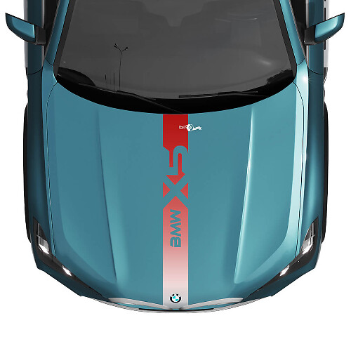 Adesivo in vinile con decalcomania a strisce sfumate centrali per cofano BMW X5 G05
