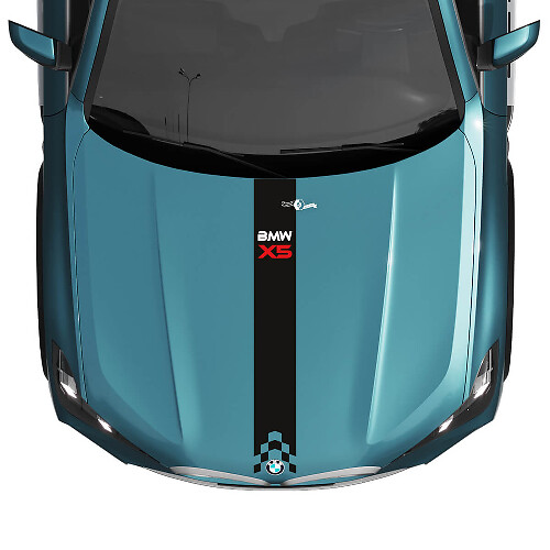 Adesivo in vinile con decalcomania a strisce sfumate centrali per cofano BMW X5 G05 2
 1