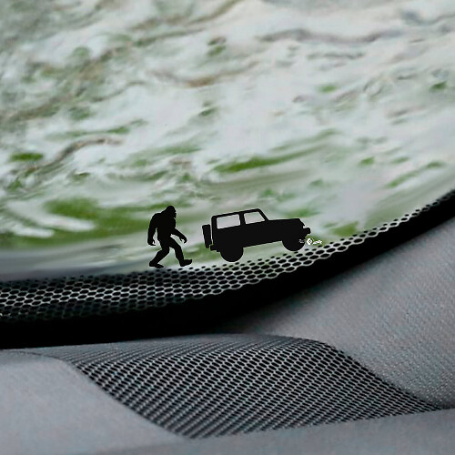 Set di Adesivi Angoli Nascosti Yeti Bigfoot per Parabrezza per Jeep Wrangler