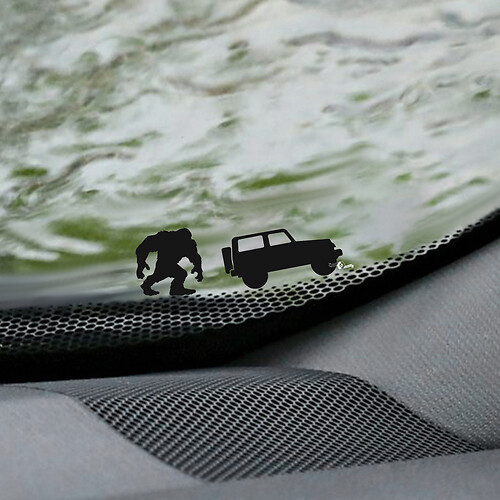 Yeti Bigfoot Jeep Wrangler parabrezza Easter Egg Corner Decal - Grafica in vinile personalizzata 2
