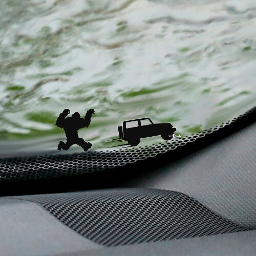Adesivo Vinile Angolare Yeti Bigfoot Easter Egg per Parabrezza Jeep Wrangler