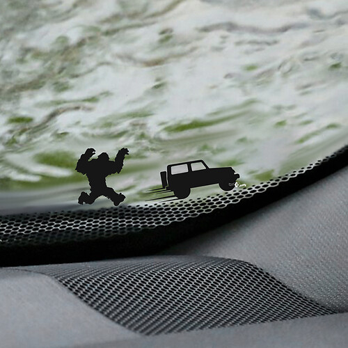 Yeti Bigfoot Jeep Wrangler parabrezza Easter Egg Corner Decal - Grafica in vinile personalizzata 3
